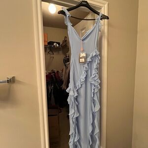 Elegant Blue Ruffle Dress